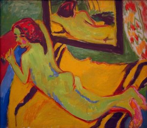 Nu couché devant un miroir
